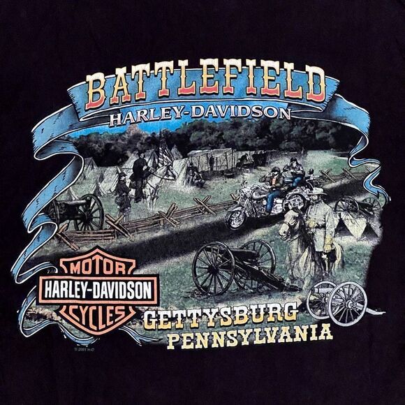 12’ Harley Davidson Phoenix / Gettysburg Front & Back Graphic Tee Shirt / Size L - Picture 4 of 5